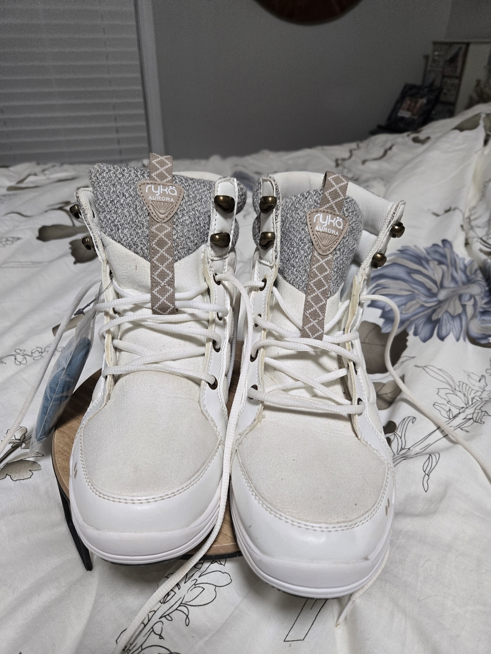 Ryka Women's Lace-Up High-Top Boots in White and Gray - Picture 2 of 9